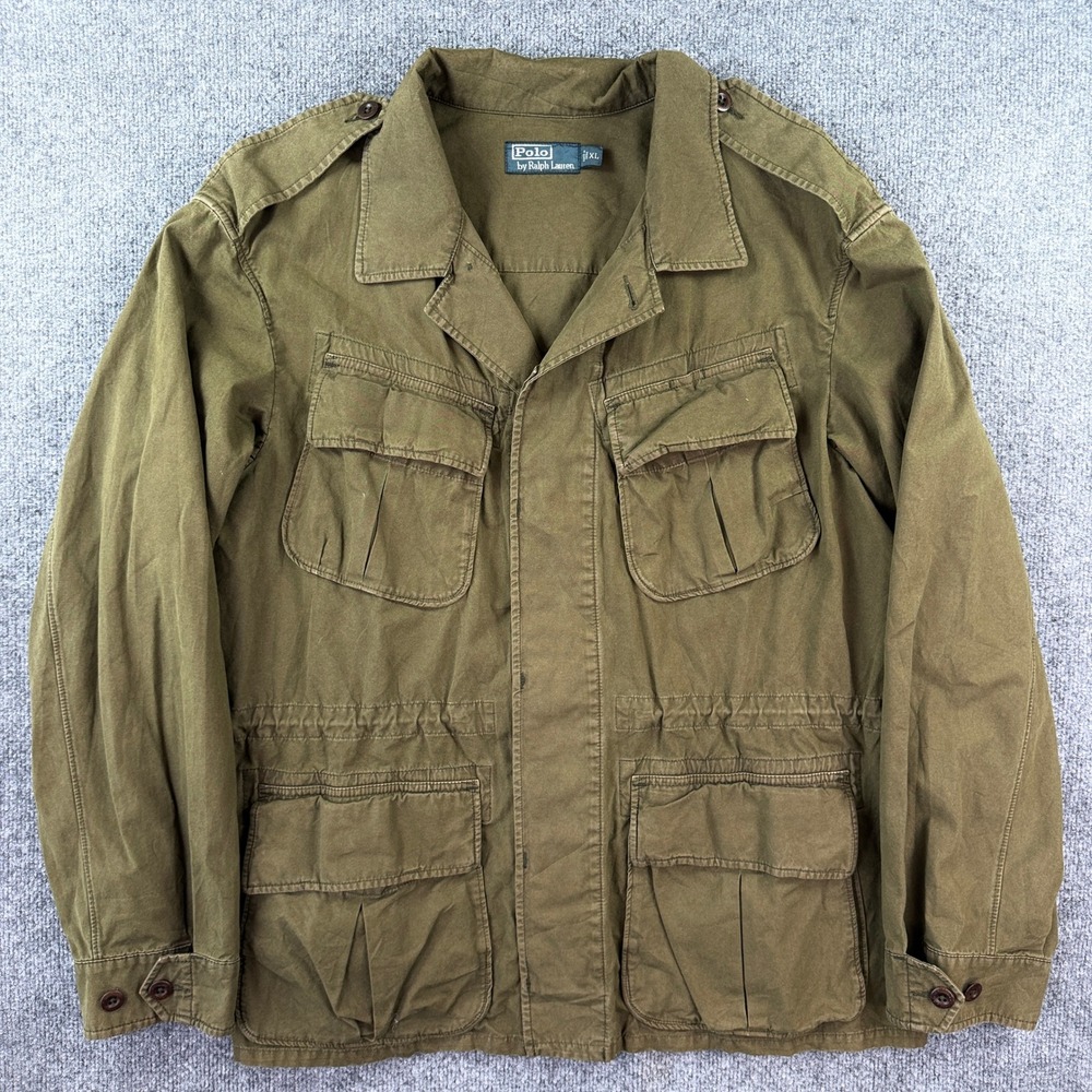 Polo Ralph Lauren Jungle Jacket Mens XL Green Slant Pocket Military M65 Utility